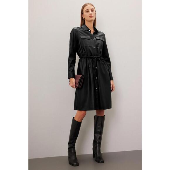 BOSS Black Daledy Leather Dress Size 12 with Marks on Leather - Picture 1 of 9